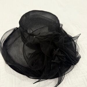 Chic Black Women's Hat with Floral Accent